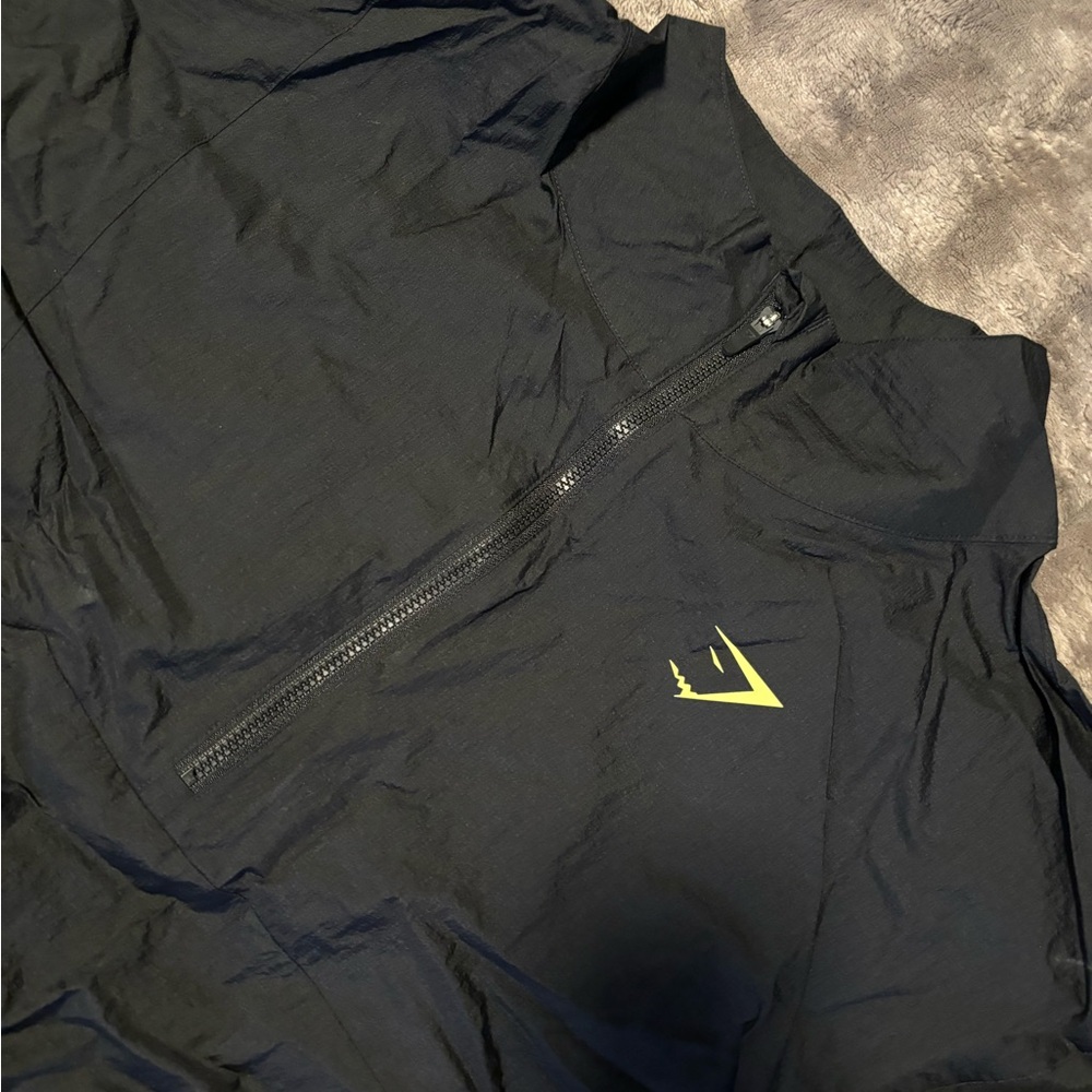Gymshark Black Windbreaker with Green Accent